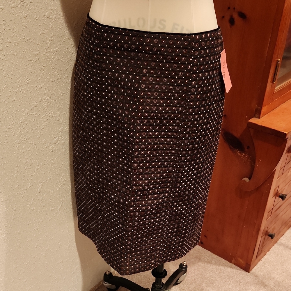 Nanette Lepore Brown and Cream Pencil Skirt